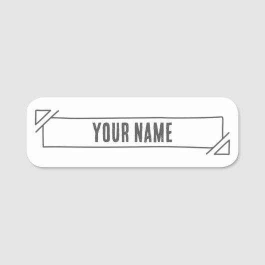 Custom Name Tag – Hand Drawn Banner (Voorkant)