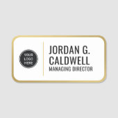 Custom Name Tag with Logo | Gold Magnetic Badge (Voorkant)