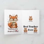 Custom Name Teacher Appreciation - Cute Fox  Kaart (Binnen)