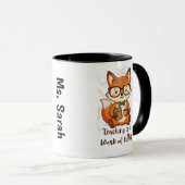 Custom Name Teacher Appreciation Mug - Cute Fox  Mok (Voorkant rechts)