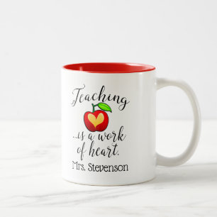 Custom Name Teaching is een werk van Heart Teacher Tweekleurige Koffiemok