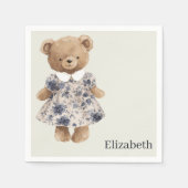 Custom Name Teddy Bear Girl Baby Shower Servet (Voorkant)