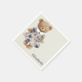 Custom Name Teddy Bear Girl Baby Shower Servet (Hoek)