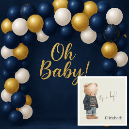 Custom Name Teddy Bear It's a Boy Baby Shower Servet