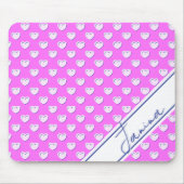 Custom Name Template Pink And White Cute Hearts Muismat (Voorkant)