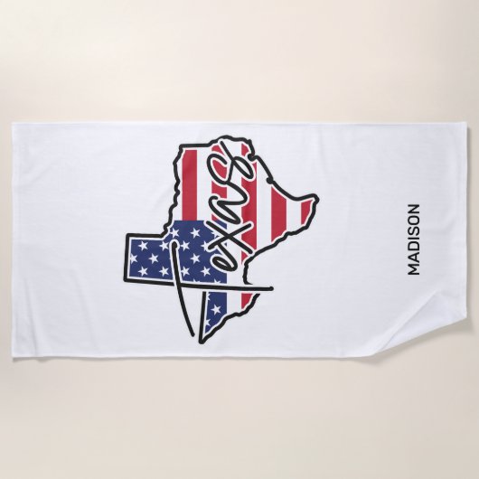 Custom Name Texas Strandlaken (Voorkant)