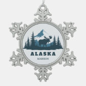 Custom Name & Text ALASKA Tin Sneeuwvlok Ornament (Voorkant)