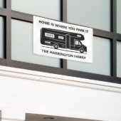 Custom name & text Camper Van Spandoek (Buitenkant Gebouw)