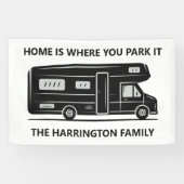 Custom name & text Camper Van Spandoek (Horizontaal)
