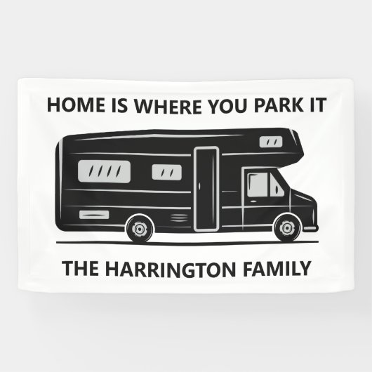 Custom name & text Camper Van Spandoek (Horizontaal)