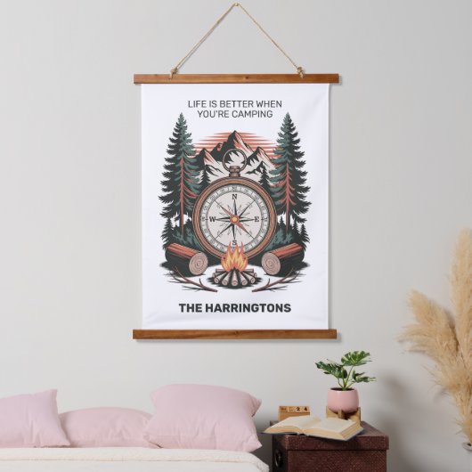 Custom Name & Text Camping Hangend Wandkleed (Slaapkamer)