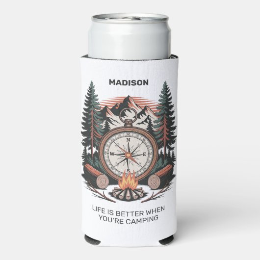 Custom Name & Text Camping Seltzer Blikjeskoeler (Seltzer Achterkant)