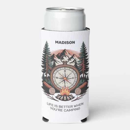 Custom Name & Text Camping Seltzer Blikjeskoeler (Seltzer Voorkant)