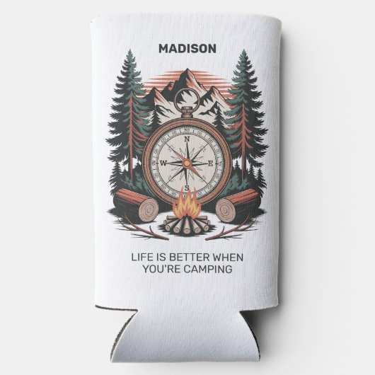 Custom Name & Text Camping Seltzer Blikjeskoeler (Achterkant)