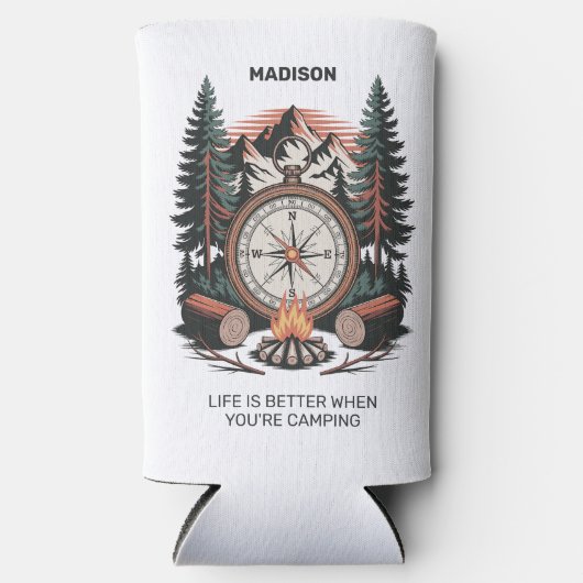 Custom Name & Text Camping Seltzer Blikjeskoeler (Voorkant)