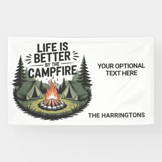 Custom Name & Text Camping Spandoek (Horizontaal)