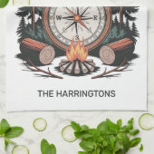 Custom Name & Text Camping Theedoek (Gevouwen)