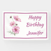 Custom Name Text Cosmos Garden Flower  Spandoek (Horizontaal)