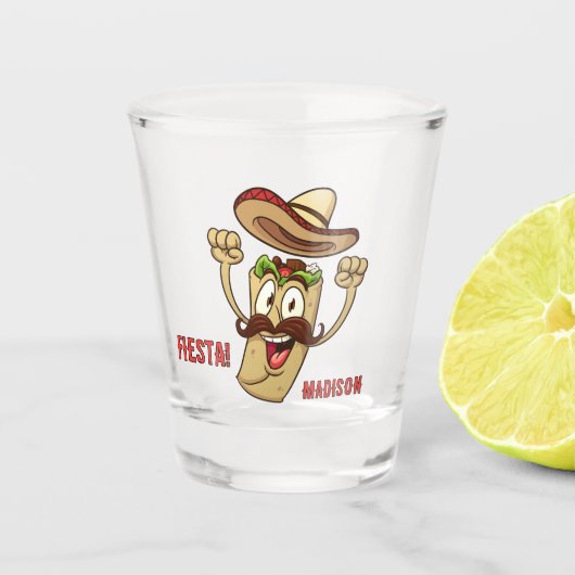 Custom Name & Text Mexican Fiesta Shot Glas (Voorkant)