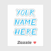 Custom Name Text Script Blue Helmet Stickers (Vel)