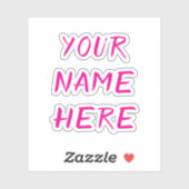 Custom Name Text Script Pink Helmet Stickers (Vel)