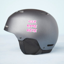 Custom Name Text Script Pink Helmet Stickers