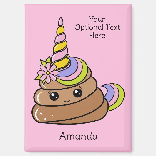 Custom Name & Text Unicorn Poop Magneet (Voorkant)