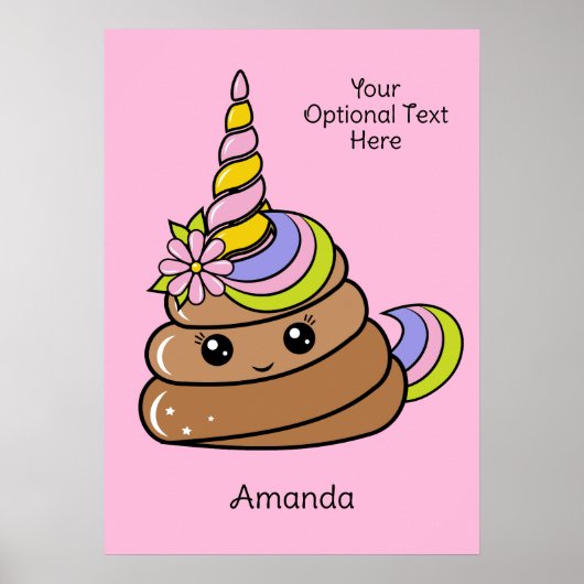 Custom Name & Text Unicorn Poop Poster (Voorkant)