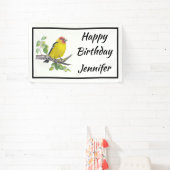 Custom Name Text Watercolor Scarlet Tanager Bird Spandoek (Insitu)