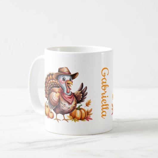 Custom name Thanksgiving turkey fall Koffiemok (Voorkant links)