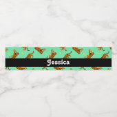 Custom name tigers on green pattern waterfles etiket (Enkel label)
