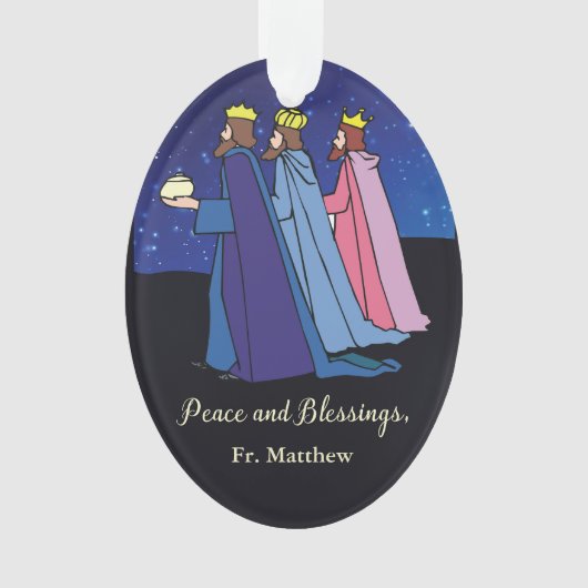 Custom Name Title, Christmas Wishes Three Kings Ornament (voorkant)