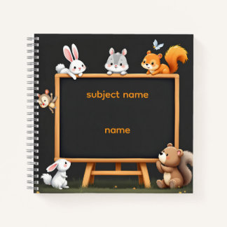 Custom Name & Topic Woodland Animals Notebook Notitieboek