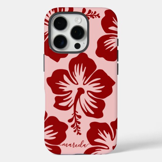 Custom Name Tropical Hibiscus Flower  Case-Mate iPhone Case (Achterkant)