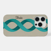 Custom Name Turquoise Spiral Bands iPhone Hoesje (Achterkant horizontaal)