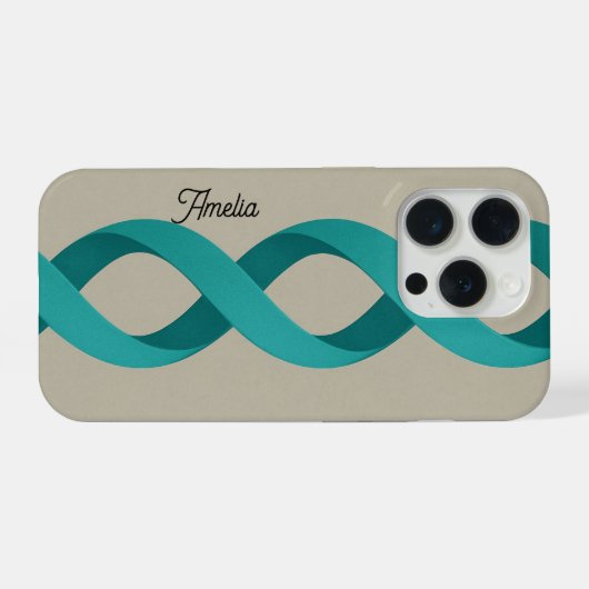 Custom Name Turquoise Spiral Bands iPhone Hoesje (Achterkant horizontaal)