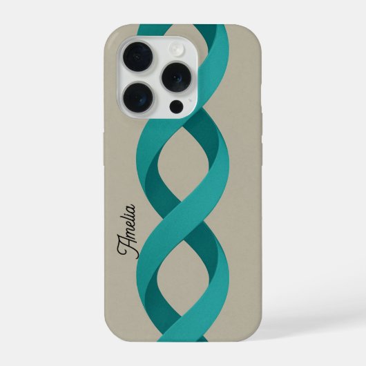 Custom Name Turquoise Spiral Bands iPhone Hoesje (Achterkant)