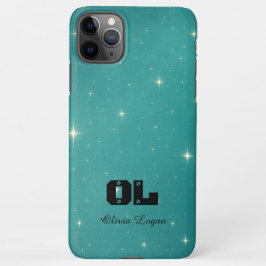 Custom Name Turquoise Starry iPhone 11Pro Max Hoesje