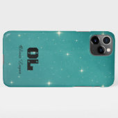 Custom Name Turquoise Starry iPhone Hoesje (Achterkant horizontaal)