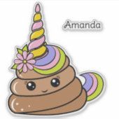 Custom Name Unicorn Poop Sticker (Voorkant)
