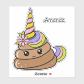 Custom Name Unicorn Poop Sticker (Vel)