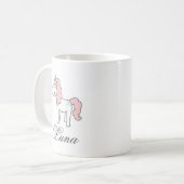 Custom Name Unicorn Rose Floral Cute Pink Koffiemok (Voorkant links)