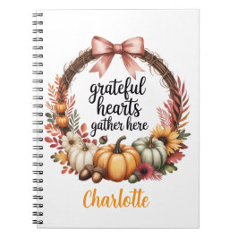 Custom name Unique autumn themed wreath  Notitieboek