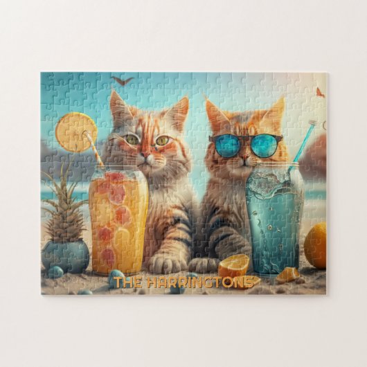 Custom Name Vacation Cat Legpuzzel (Horizontaal)