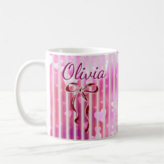Custom Name Valentine Mug | Personalized Pink Hear Koffiemok