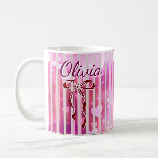 Custom Name Valentine Mug | Personalized Pink Hear Koffiemok (Links)