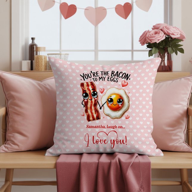Custom Name Valentine Pillow with Funny Food Kussen (Custom Name Valentine Pillow with Funny Food)