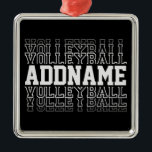CUSTOM NAME Vanishing Volleyball Team Player Metalen Ornament<br><div class="desc">Het gepersonaliseerde Ontwerp van de Auteur van de Sportpagina van het Team van de NAAM VOEGT de Speler Volleybal van de Volledig - past met jouw naam of de Tekst van de Douane aan!</div>