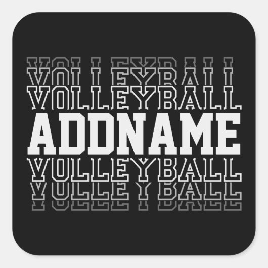CUSTOM NAME Vanishing Volleyball Team Player Vierkante Sticker (Voorkant)