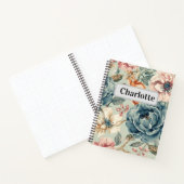 Custom name vintage boho floral background notitieboek (Binnen)